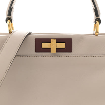 Fendi Vitello Seta Shiny Nappa Medium Peekaboo Iconic Satchel Grigio Polvere Bois de Rose 9 of 18