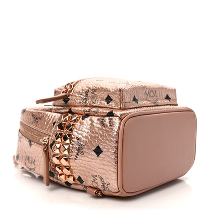 MCM Metallic Visetos Studded X-Mini Bebe Boo Backpack Champagne Gold 4 of 8