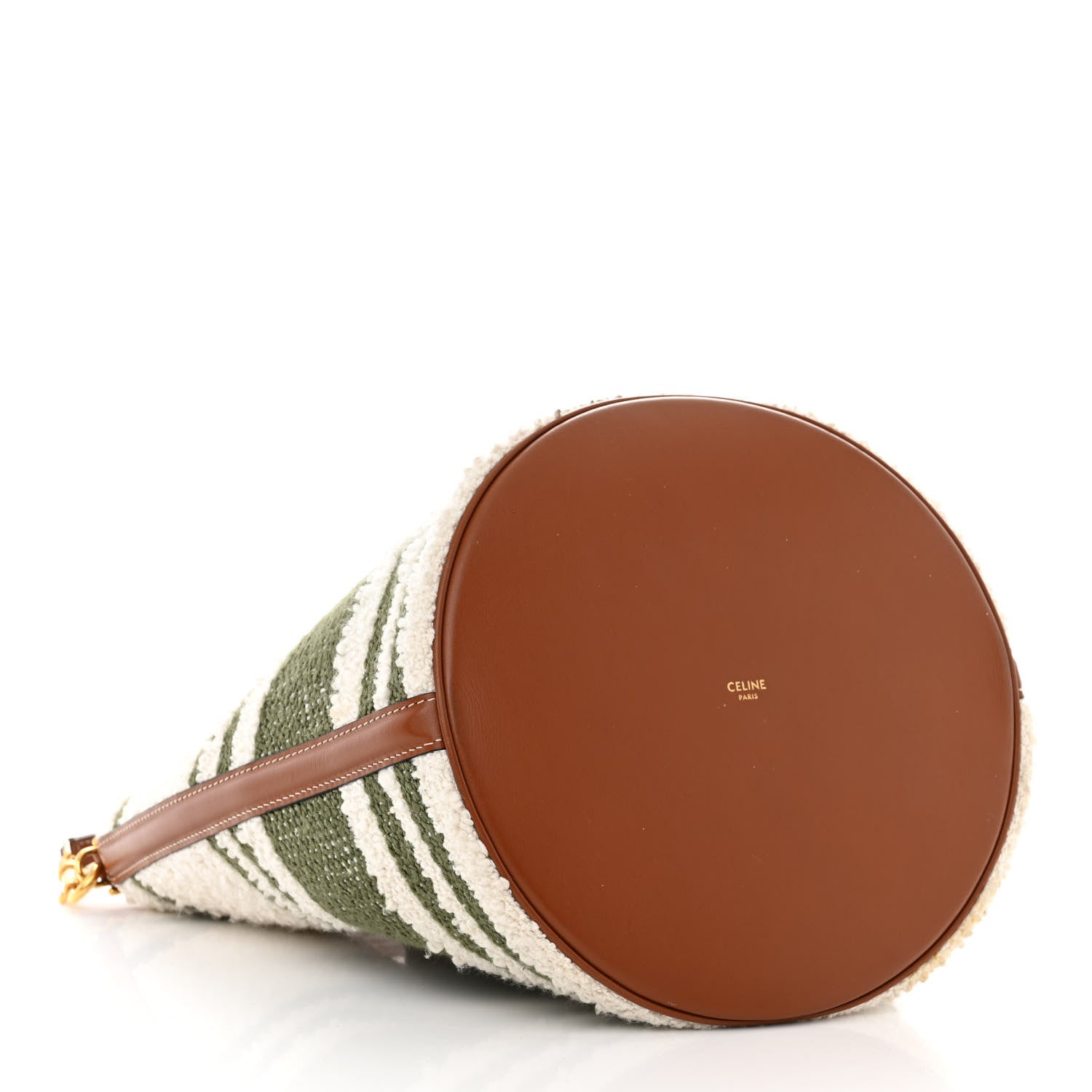 Celine Canvas Smooth Calfskin Logo Bucket 16 Bag Khaki Beige Tan 5 of 13