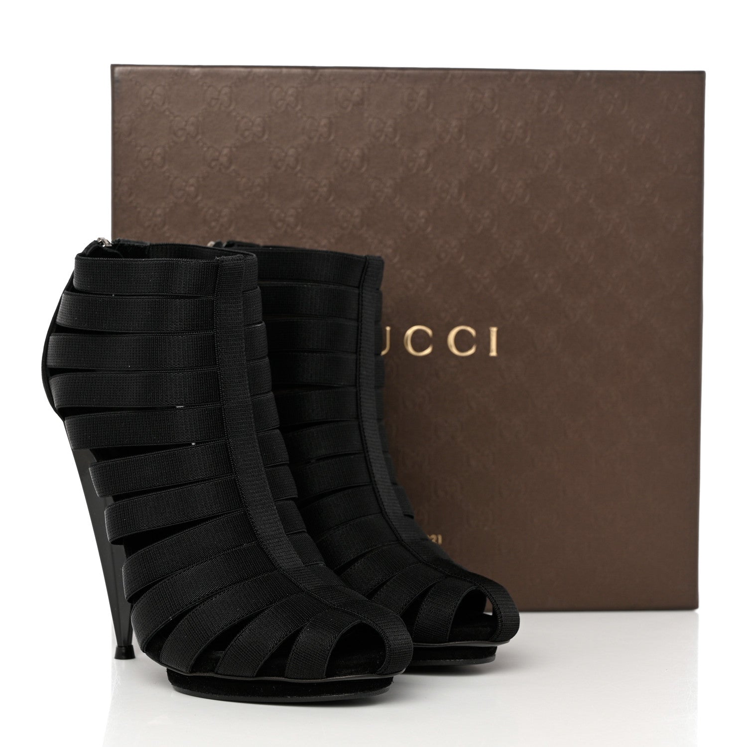 Gucci Nappa Elastic Moony Kid Heeled Sandals 37.5 Black 10 of 10