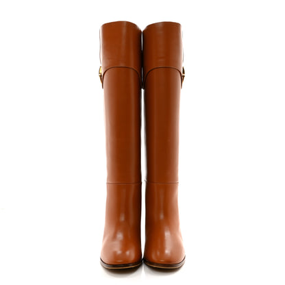 Gucci Calfskin Half Horsebit Tall Boots 41 Cognac 2 of 12