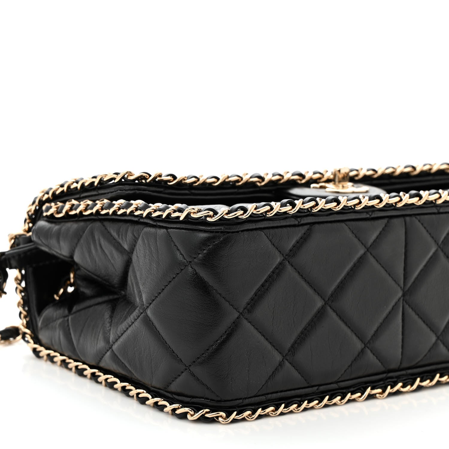 Chanel Crumpled Calfskin Medium Chain All Over Flap Black 9 of 10