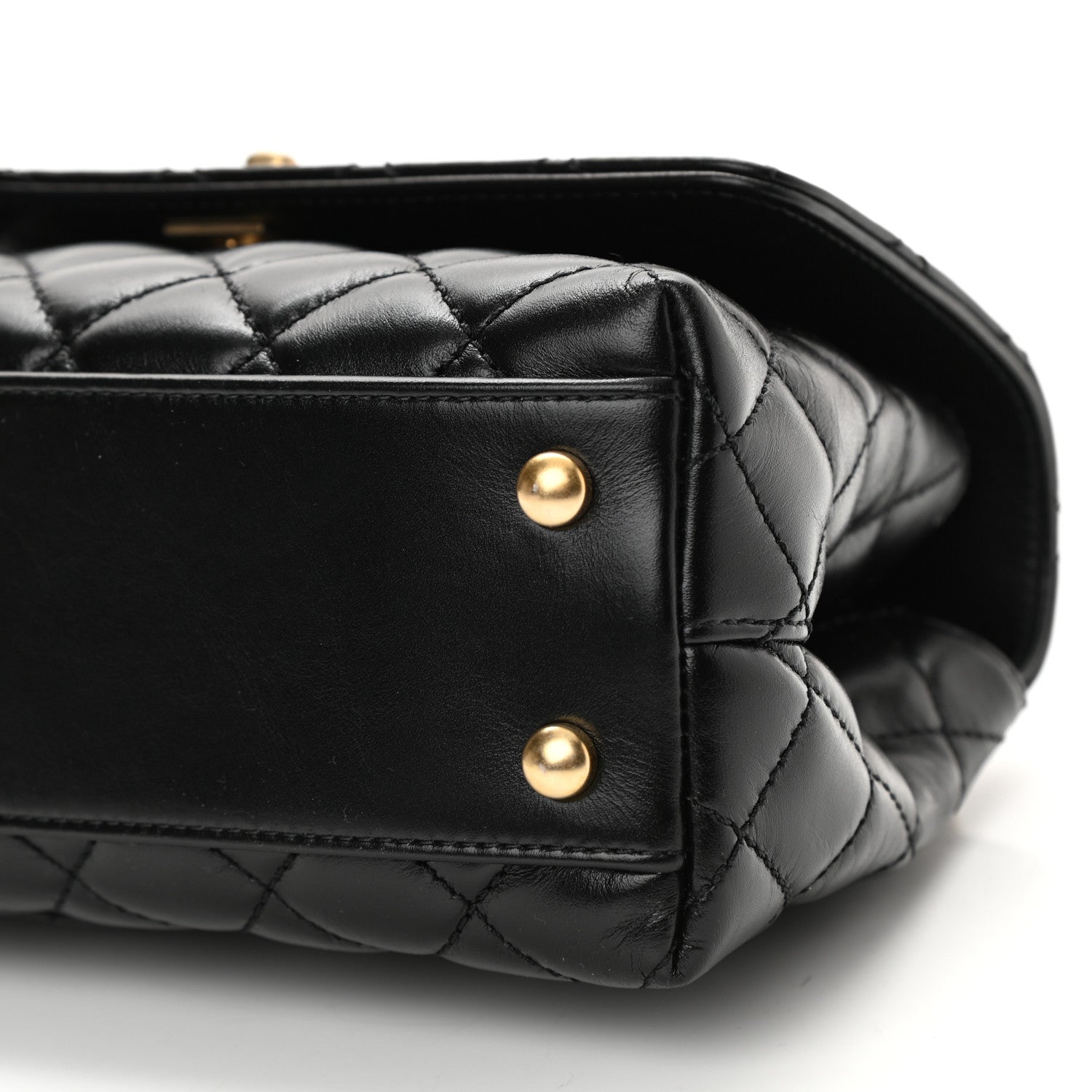 Chanel Calfskin Quilted Mini Logo Coco Handle Flap Black 10 of 11