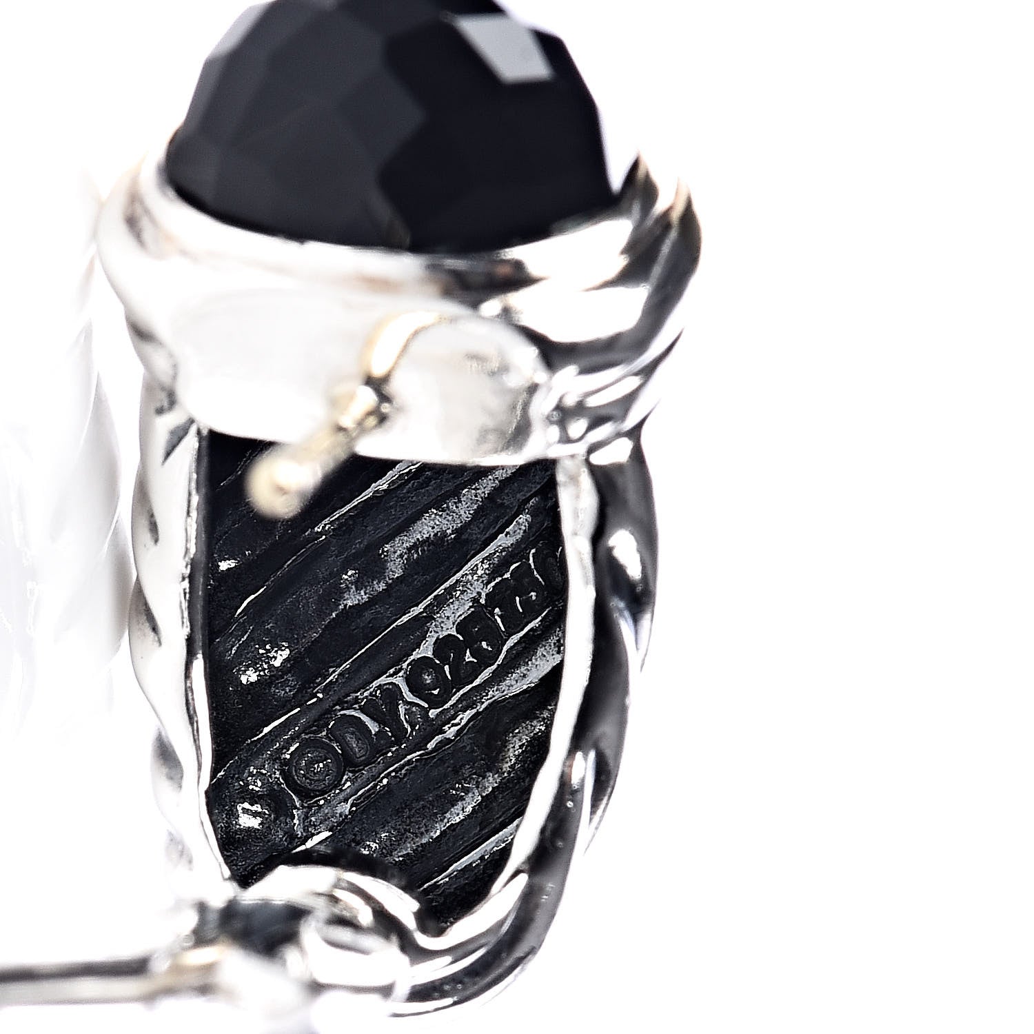 David Yurman Sterling Silver 18K Yellow Gold Black Onyx Shrimp Earrings 4 of 5