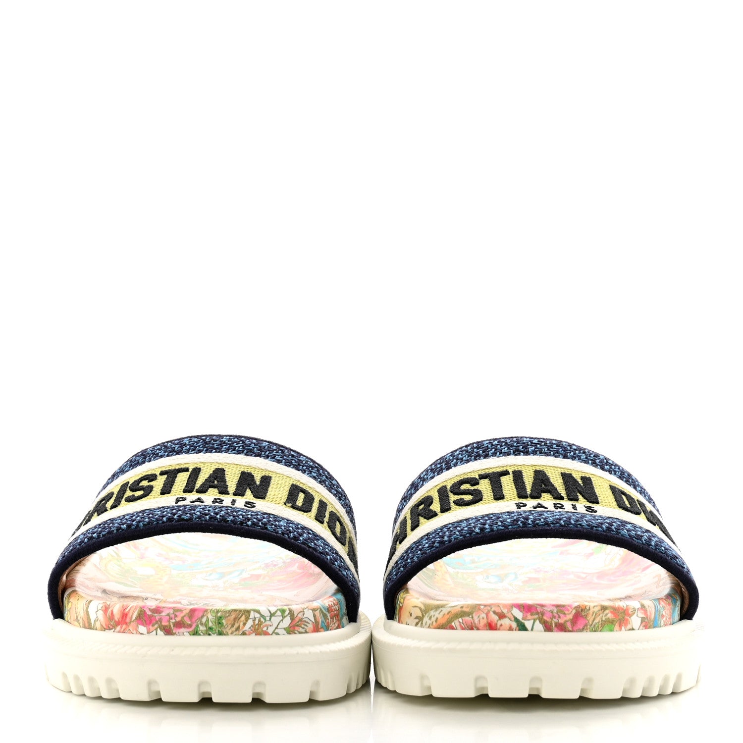 Christian Dior Canvas D-Constellation Embroidered Dway 10mm Slide Sandals 35 White Multicolor 3 of 10