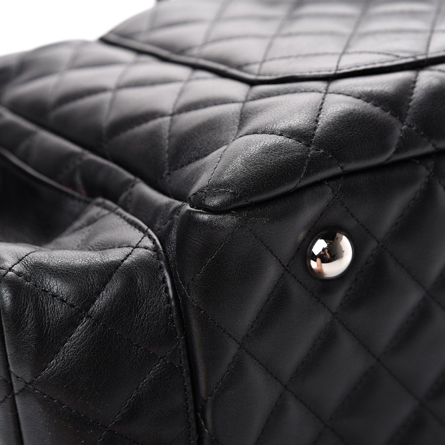 Calfskin Quilted Large Cambon Multipocket Reporter Black White