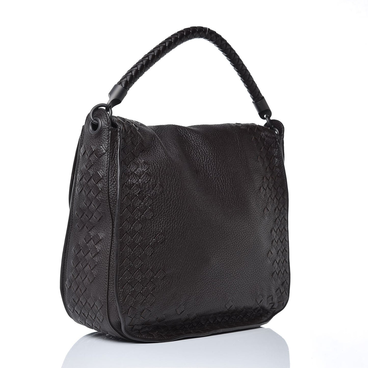 Cervo Deerskin Medium Flap Shoulder Bag Ebano