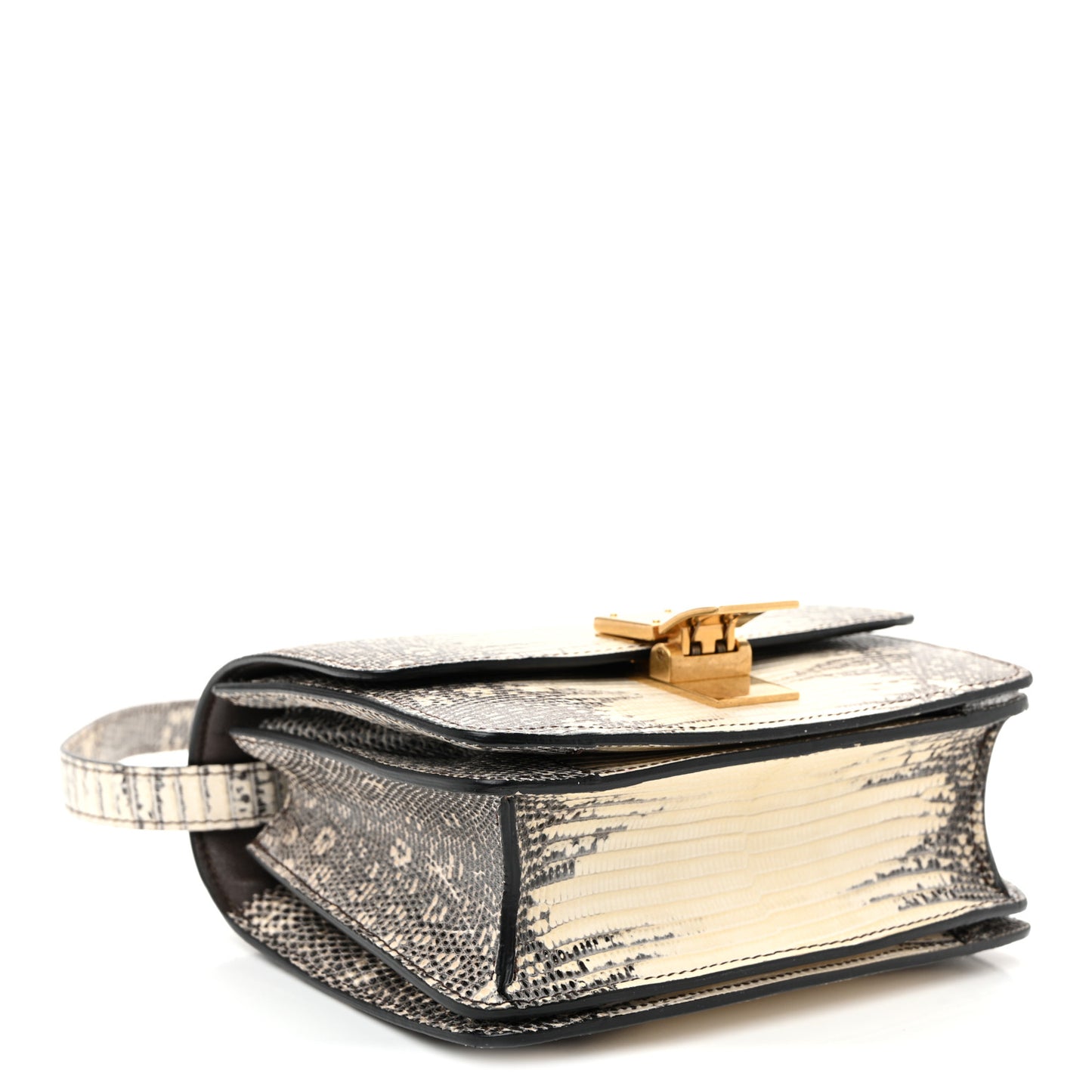 Lizard Small Classic Box Flap Bag Natural