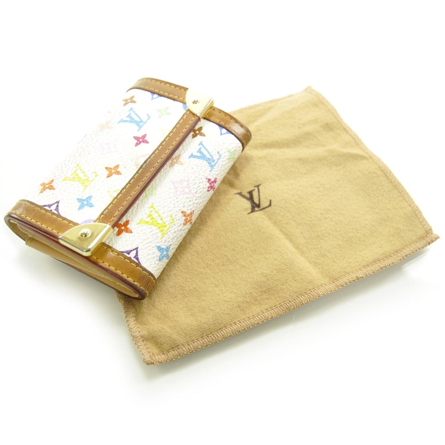 Monogram Multicolor Porte-Monnaie Plat Coin Purse White