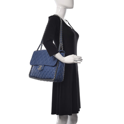 Chanel Washed Lambskin Quilted Chain Around Maxi Flap Light Blue 2 of 14