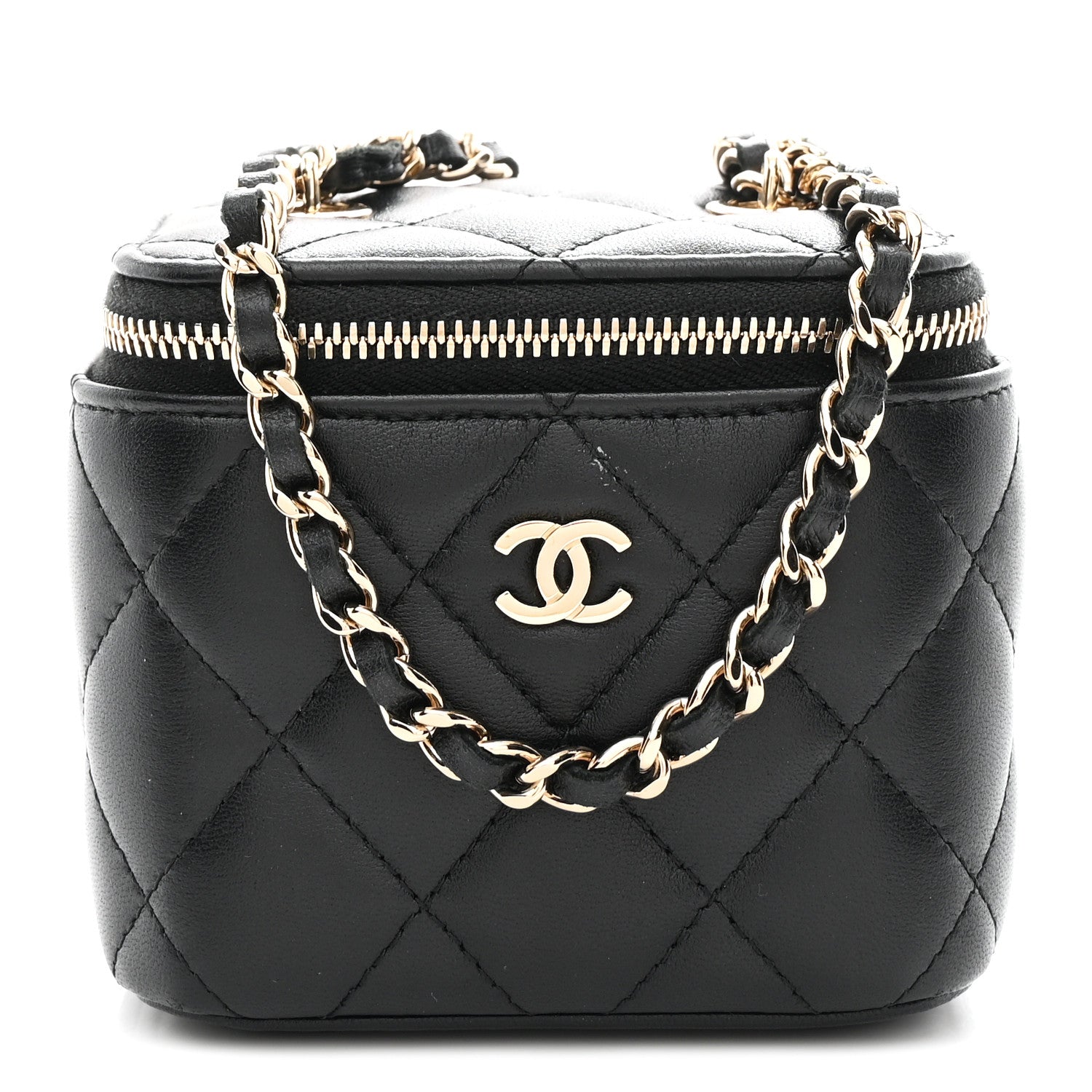 Chanel Lambskin Quilted Mini Vanity Case With Chain Black 1 of 10