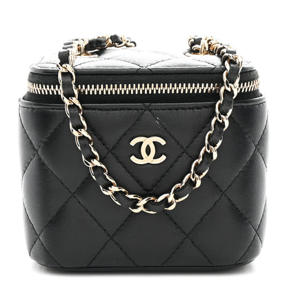 Chanel Lambskin Quilted Mini Vanity Case With Chain Black 1 of 10
