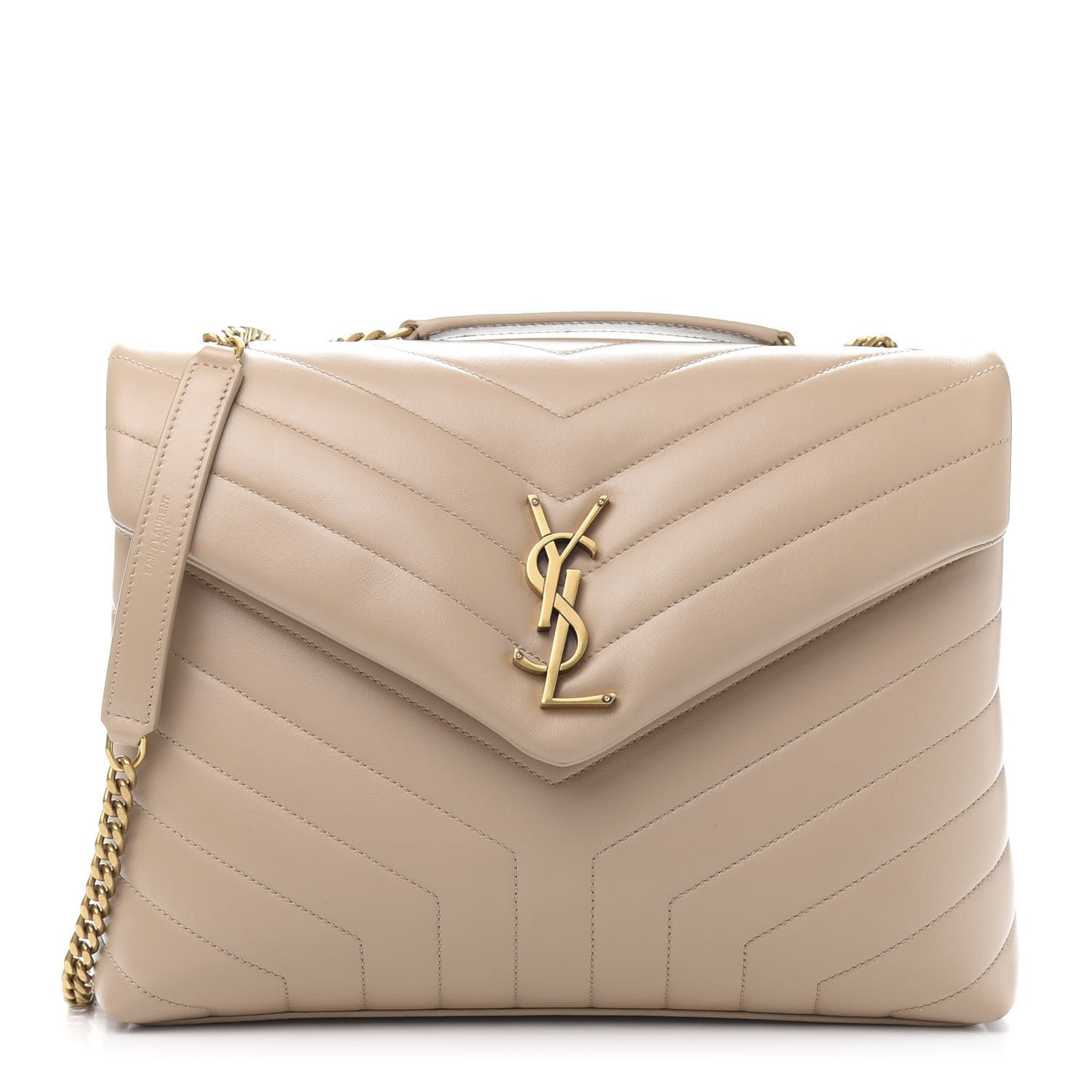 Calfskin Y Quilted Monogram Medium Loulou Chain Satchel Nude Powder