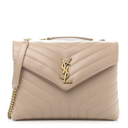 Saint Laurent Calfskin Y Quilted Monogram Medium Loulou Chain Satchel Nude Powder 1 of 12