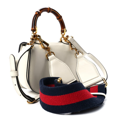 Gucci Boarded Dyana Lux Calfskin Web Mini Bamboo 1947 Top Handle Bag Mystic White 3 of 12