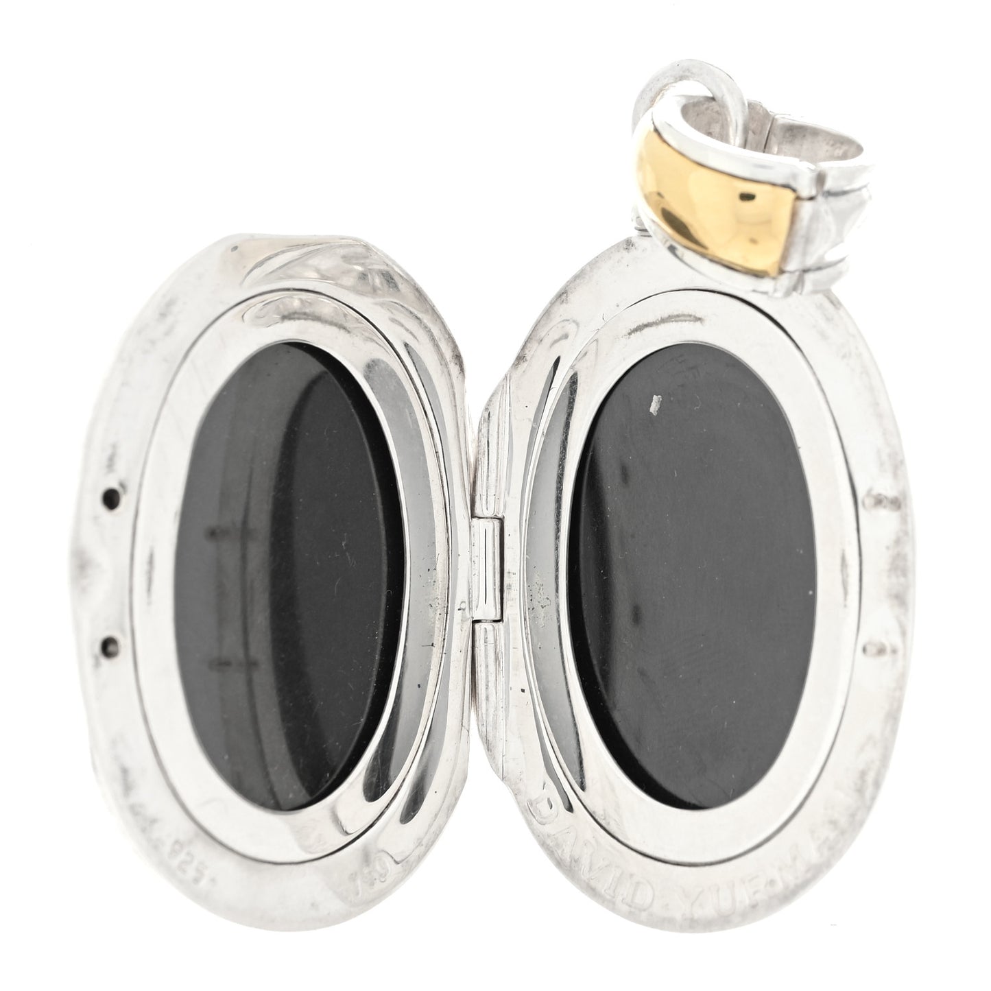 Sterling Silver 18K Yellow Gold Oval Cable Locket Pendant