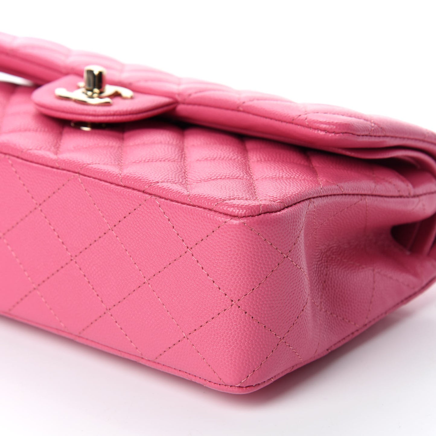 Caviar Quilted Small Double Flap Pink