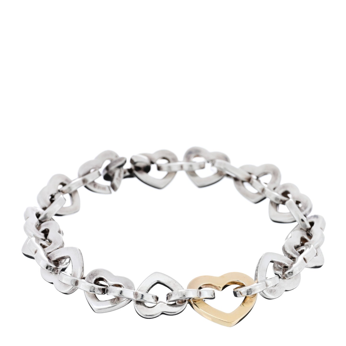 Sterling Silver 18K Yellow Gold Heart Links Bracelet