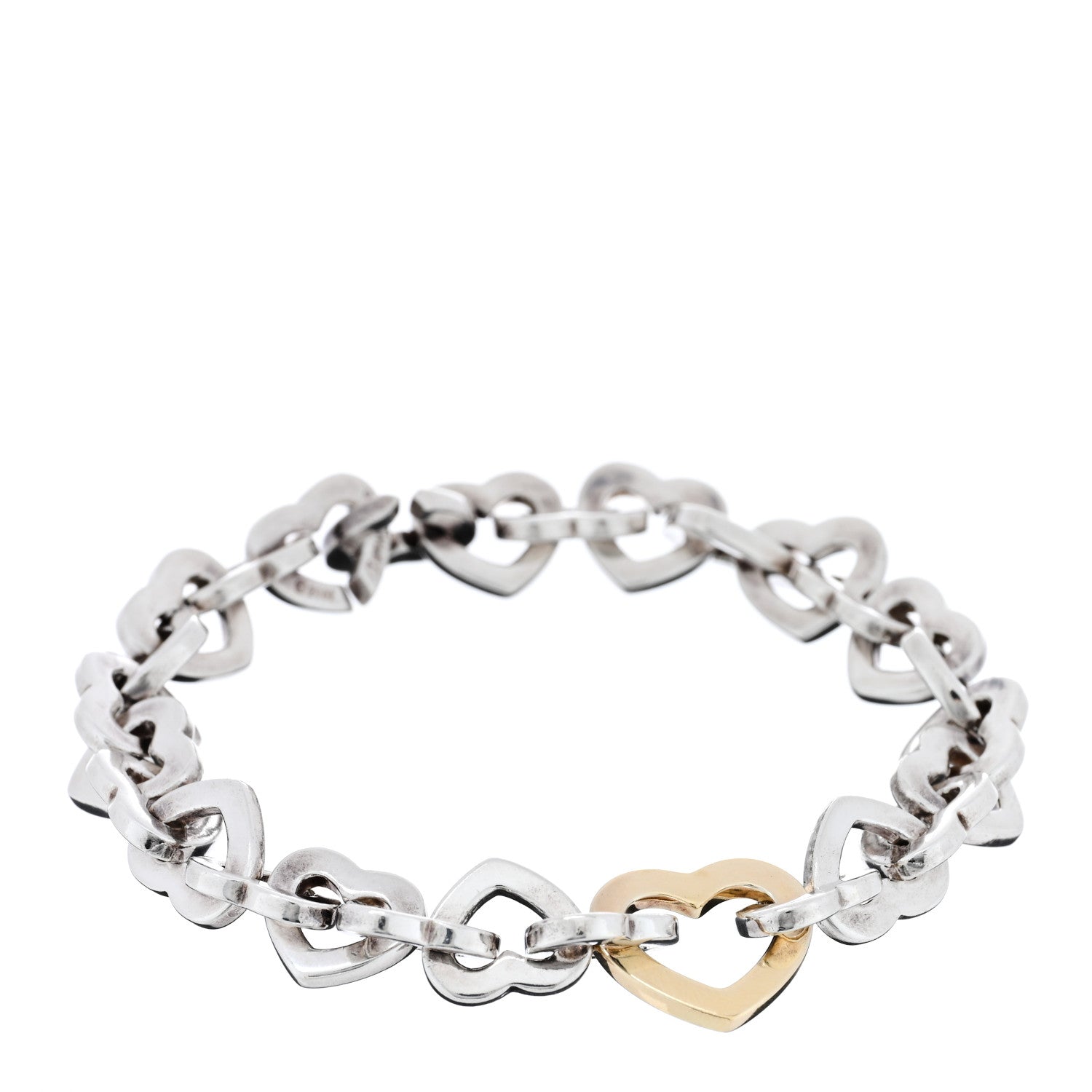 Tiffany Sterling Silver 18K Yellow Gold Heart Links Bracelet 1 of 3