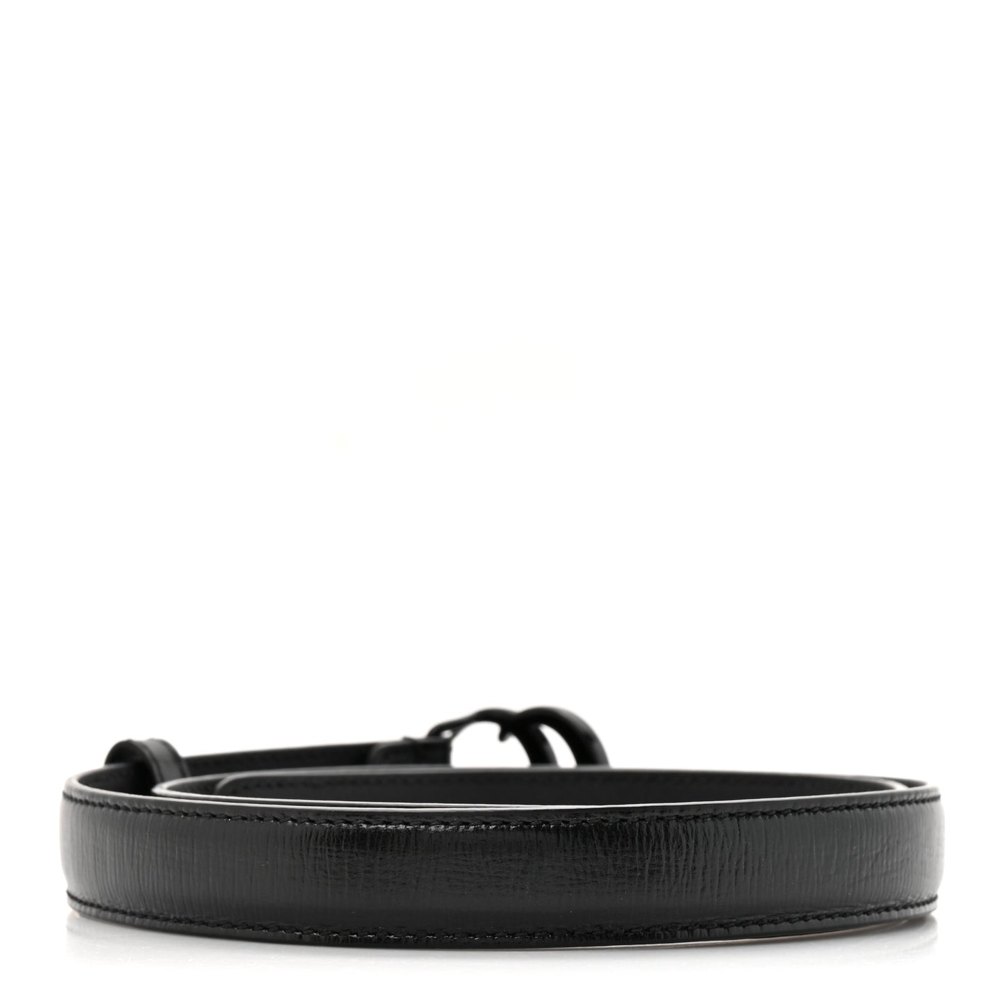 Azalea Calfskin Enamel Monochrome Double G 20mm Belt 75 30 Black