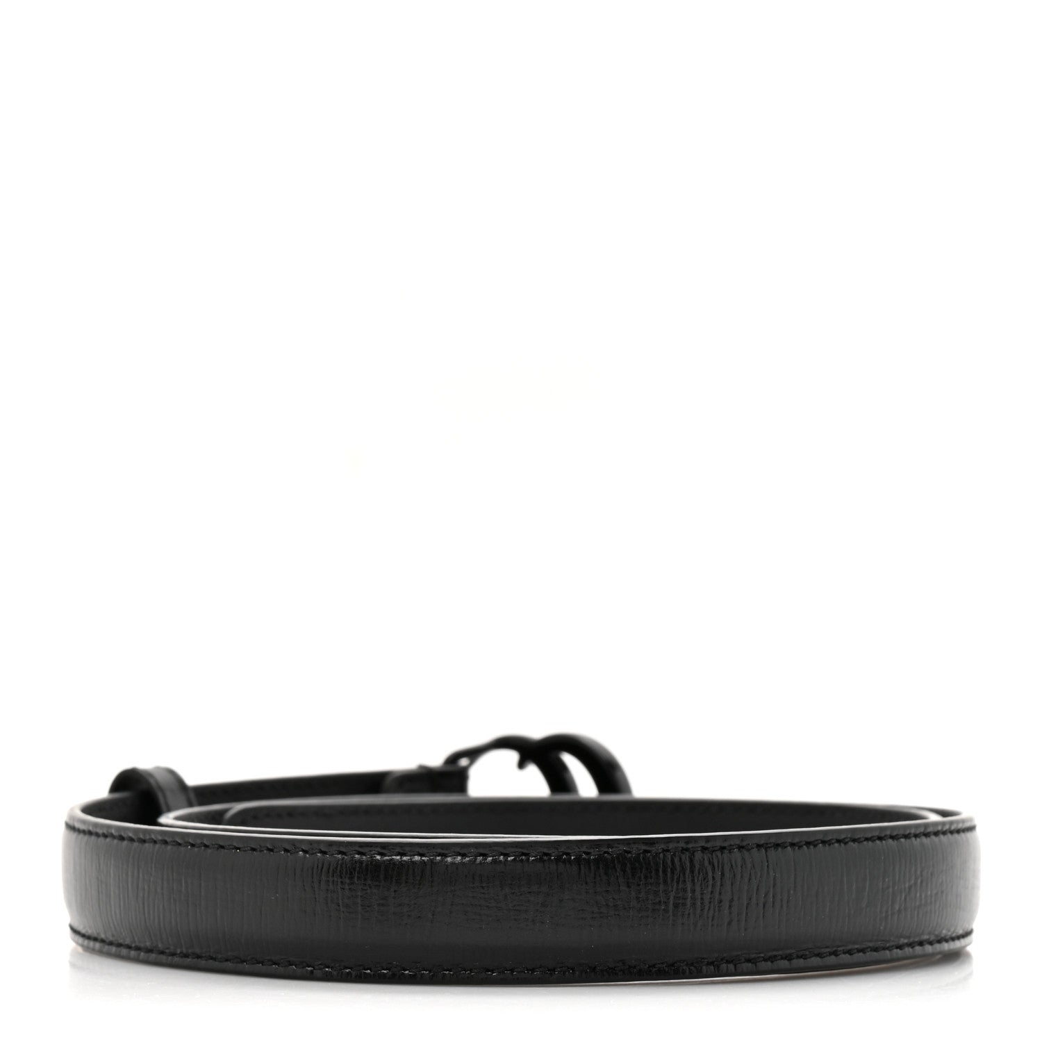 Gucci Azalea Calfskin Enamel Monochrome Double G 20mm Belt 75 30 Black 2 of 5