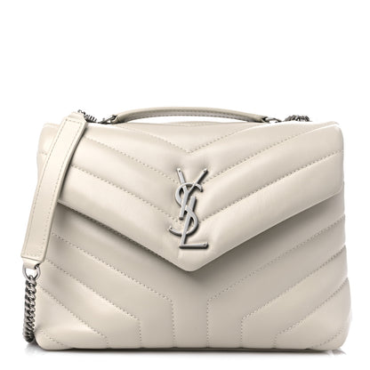 Saint Laurent Calfskin Y Quilted Monogram Small Loulou Chain Satchel Crema Soft 1 of 8