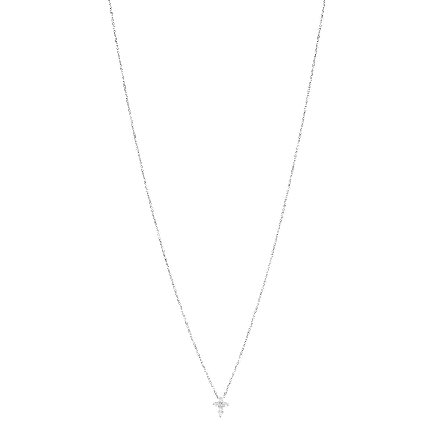 Roberto Coin 18K White Gold Diamond Tiny Treasures Baby Cross Pendant Necklace 1 of 5