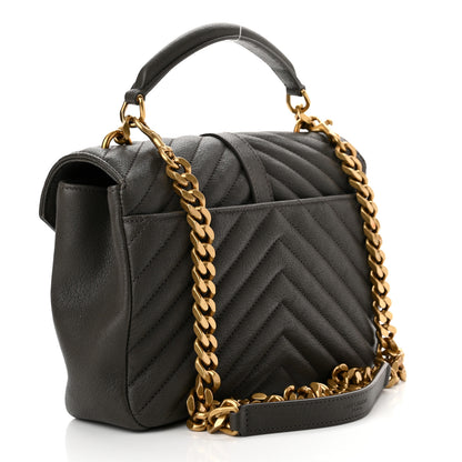 Saint Laurent Sheepskin Matelasse Chevron Monogram Medium College Bag Asphalt 2 of 9