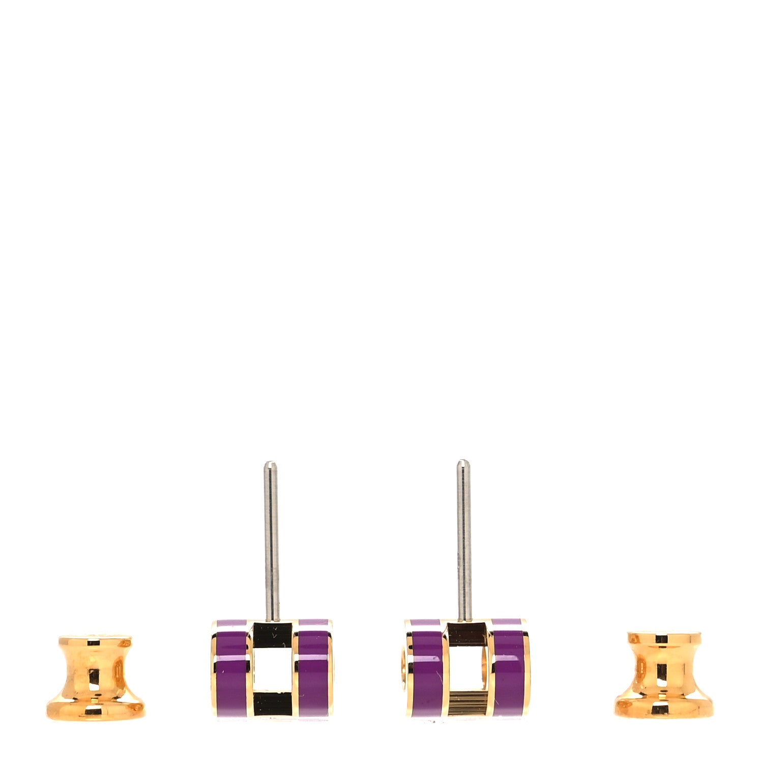 Hermes Gold Lacquered Mini Pop H Earrings Anemone 3 of 5