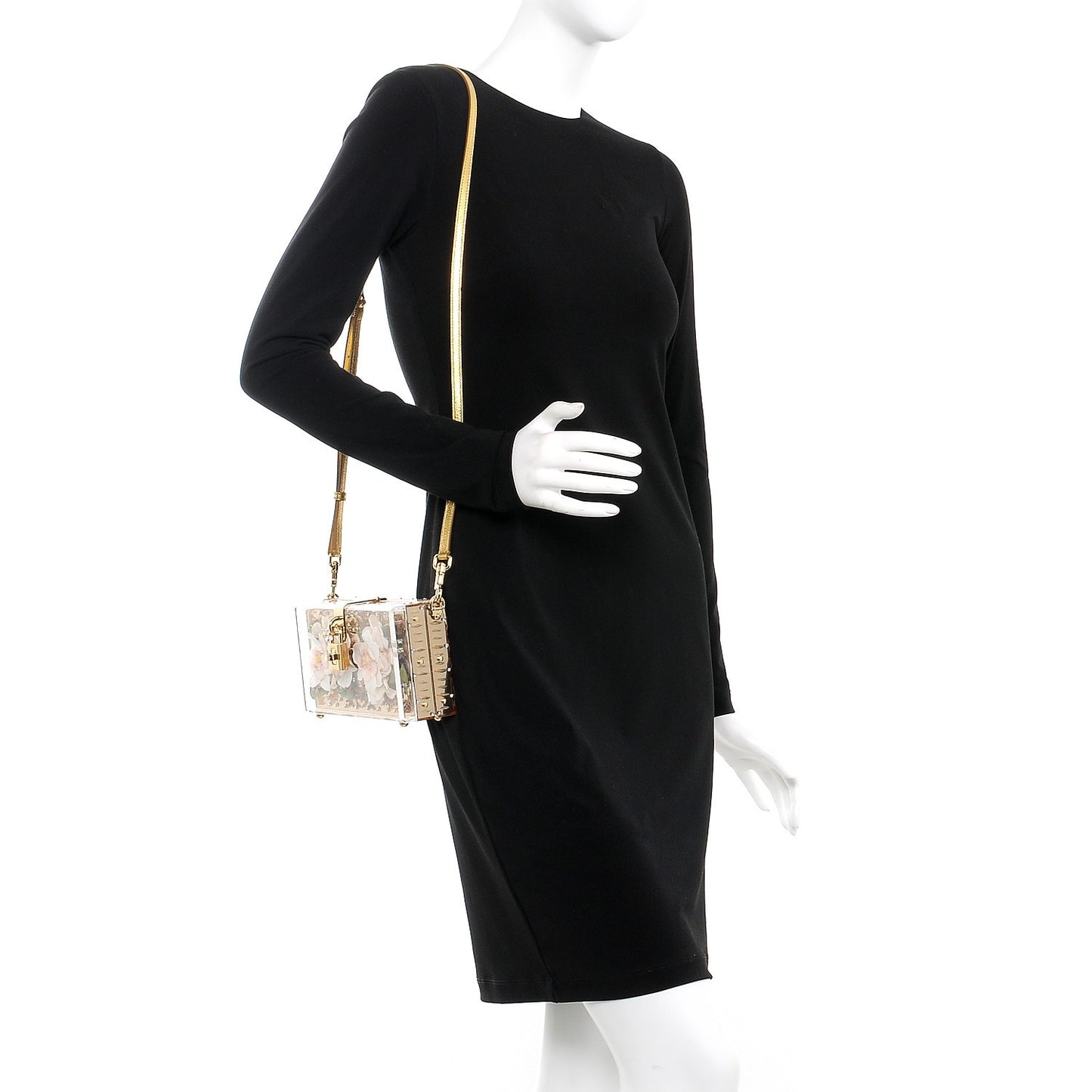 Metallic Plexiglass Crystal Embellished Shoulder Bag