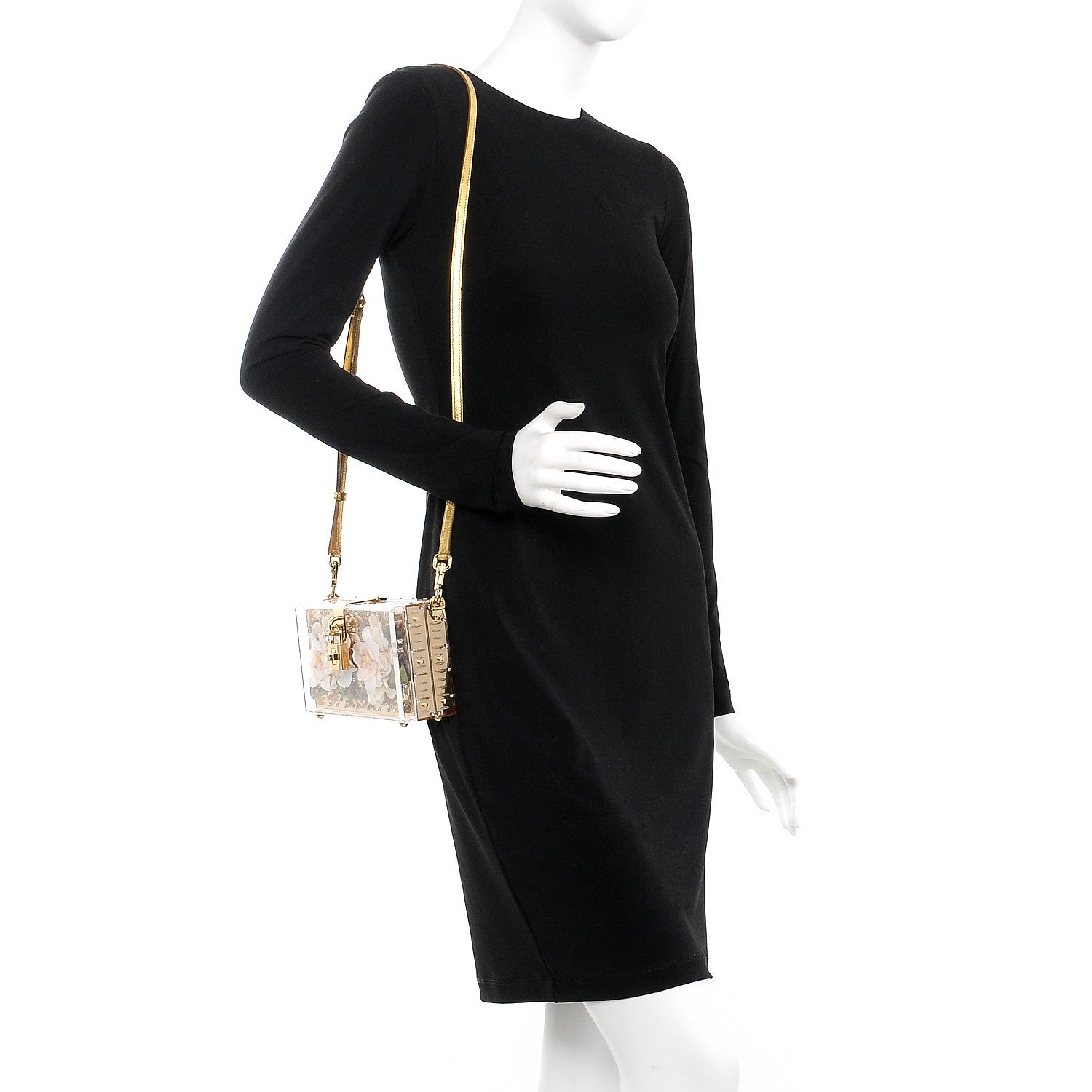 Dolce & Gabbana Metallic Plexiglass Crystal Embellished Shoulder Bag 2 of 8