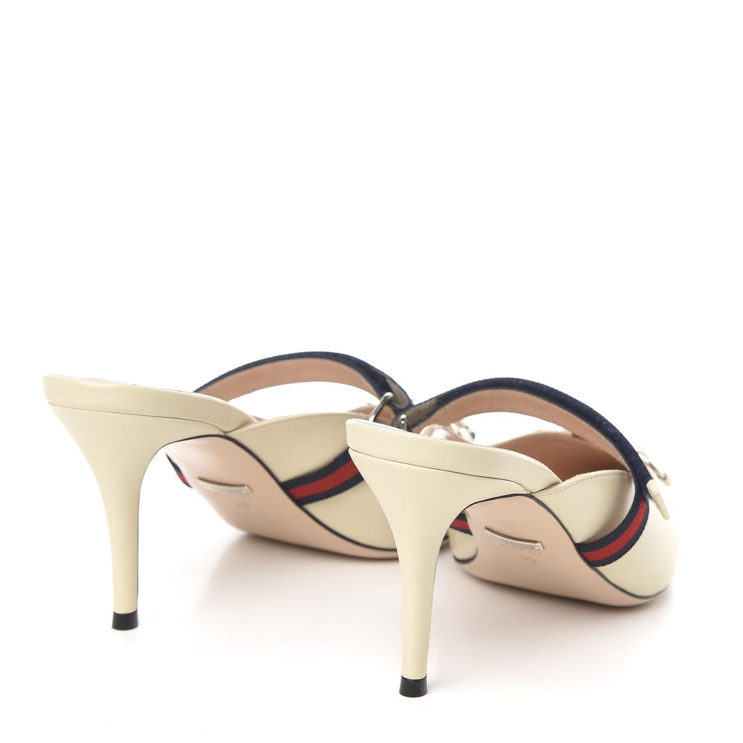 Malaga Kid Sylvie Web Cross Strap Mid-Heel Slides 39 Vintage White