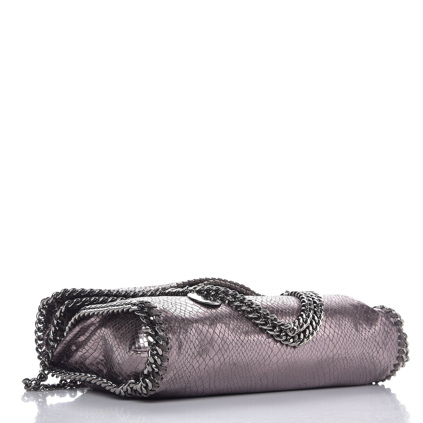 Metallic Snakeskin Effect Falabella Fold Over Tote Grey