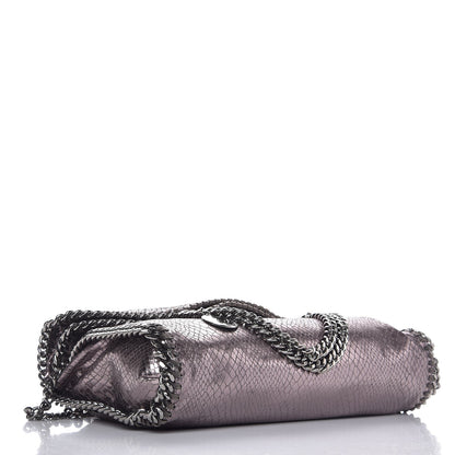 Stella McCartney Metallic Snakeskin Effect Falabella Fold Over Tote Grey 5 of 9