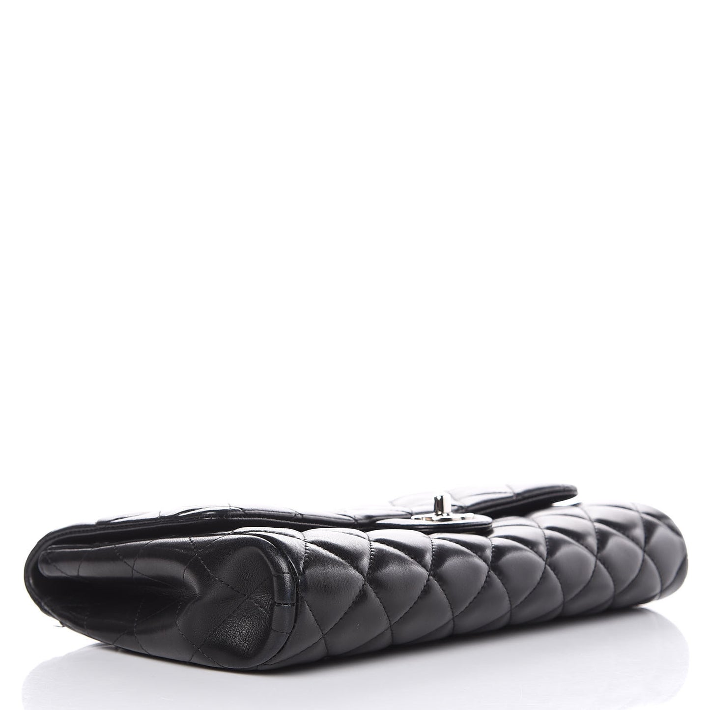Lambskin Quilted Clutch With Chain Flap Black