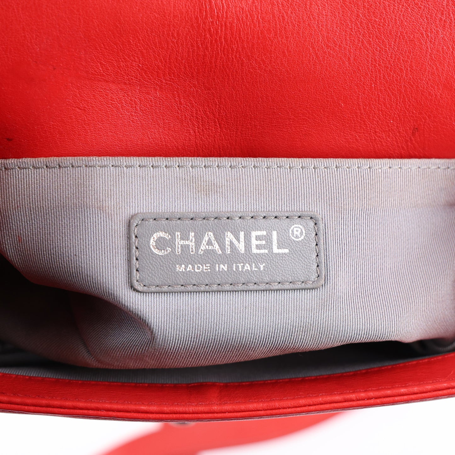 Calfskin Double Stitch Small Boy Flap Red
