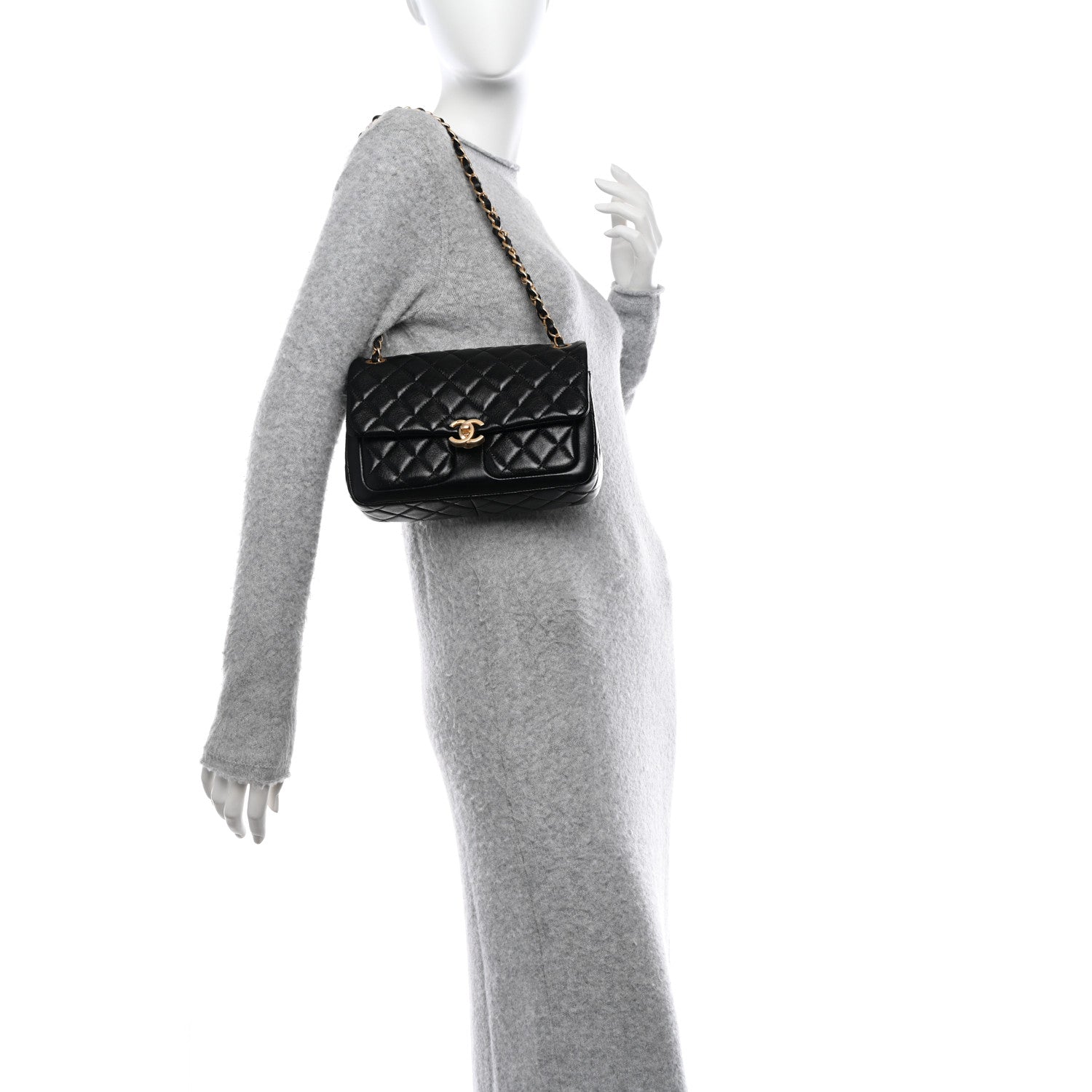 Chanel Shiny Lambskin Quilted Small Daily Friend Flap Black 2 of 10