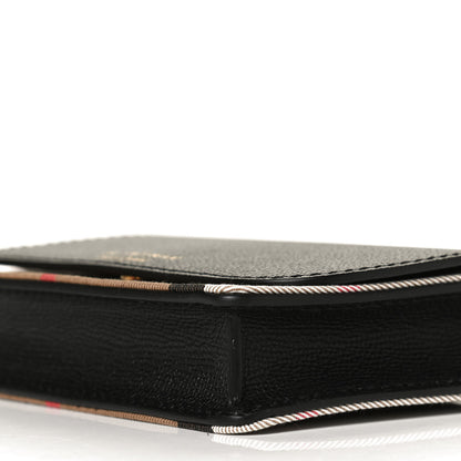 Burberry Grained Calfskin House Check Tartan Mix Hampshire Wallet On Chain Black 10 of 12