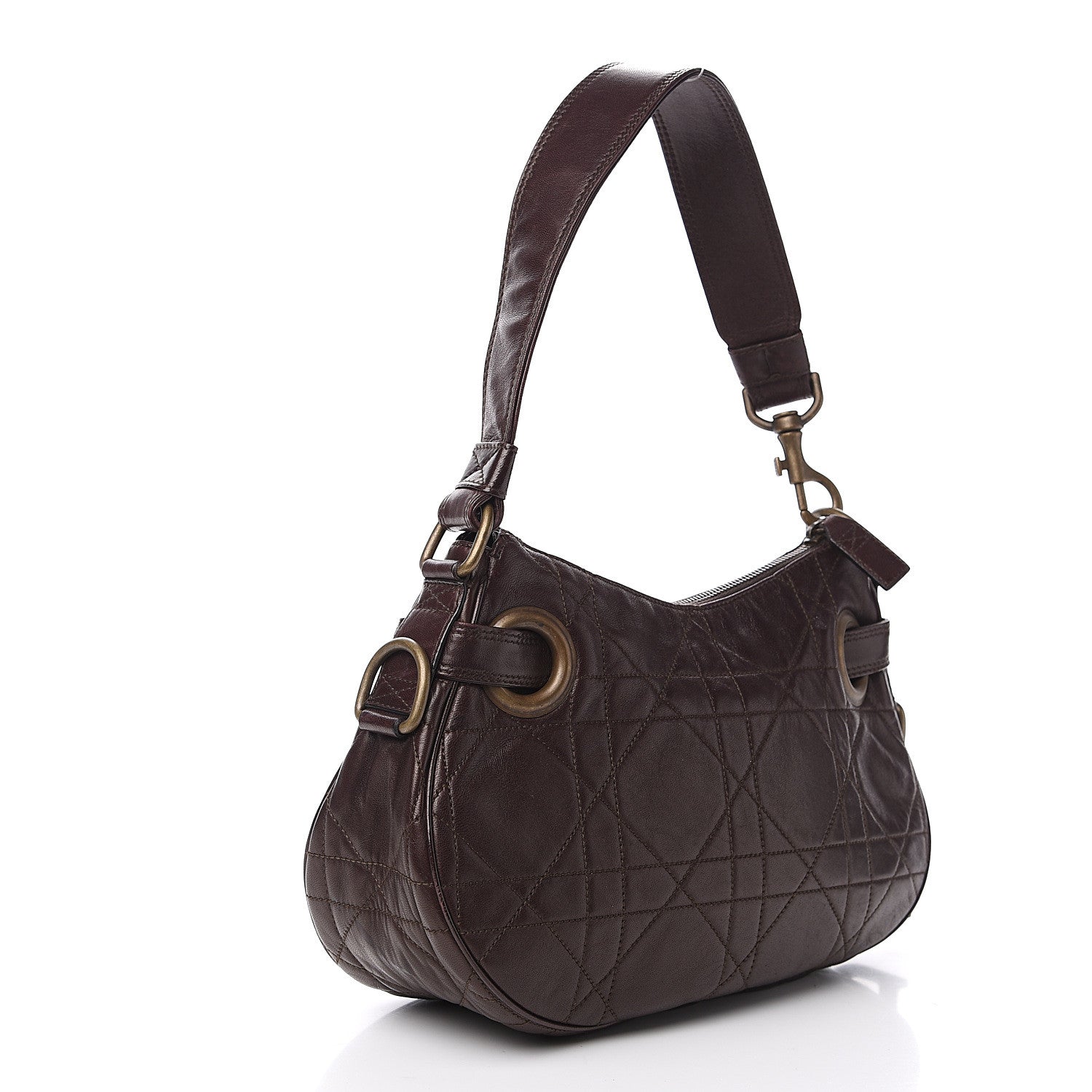 Christian Dior Lambskin Cannage Small Hobo Dark Brown 2 of 11