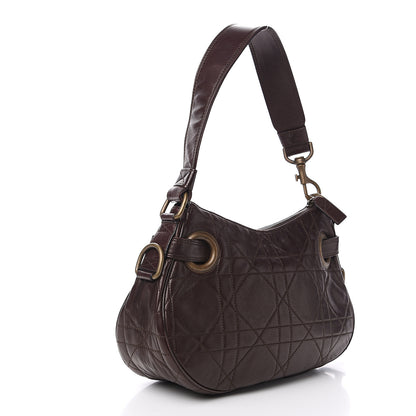 Christian Dior Lambskin Cannage Small Hobo Dark Brown 2 of 11