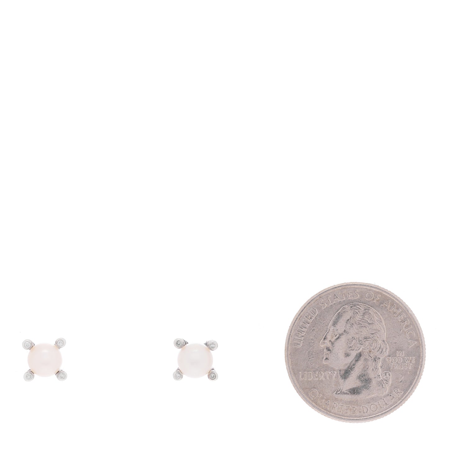 Sterling Silver Diamond Pearl 6-6.5mm Cable Stud Earrings