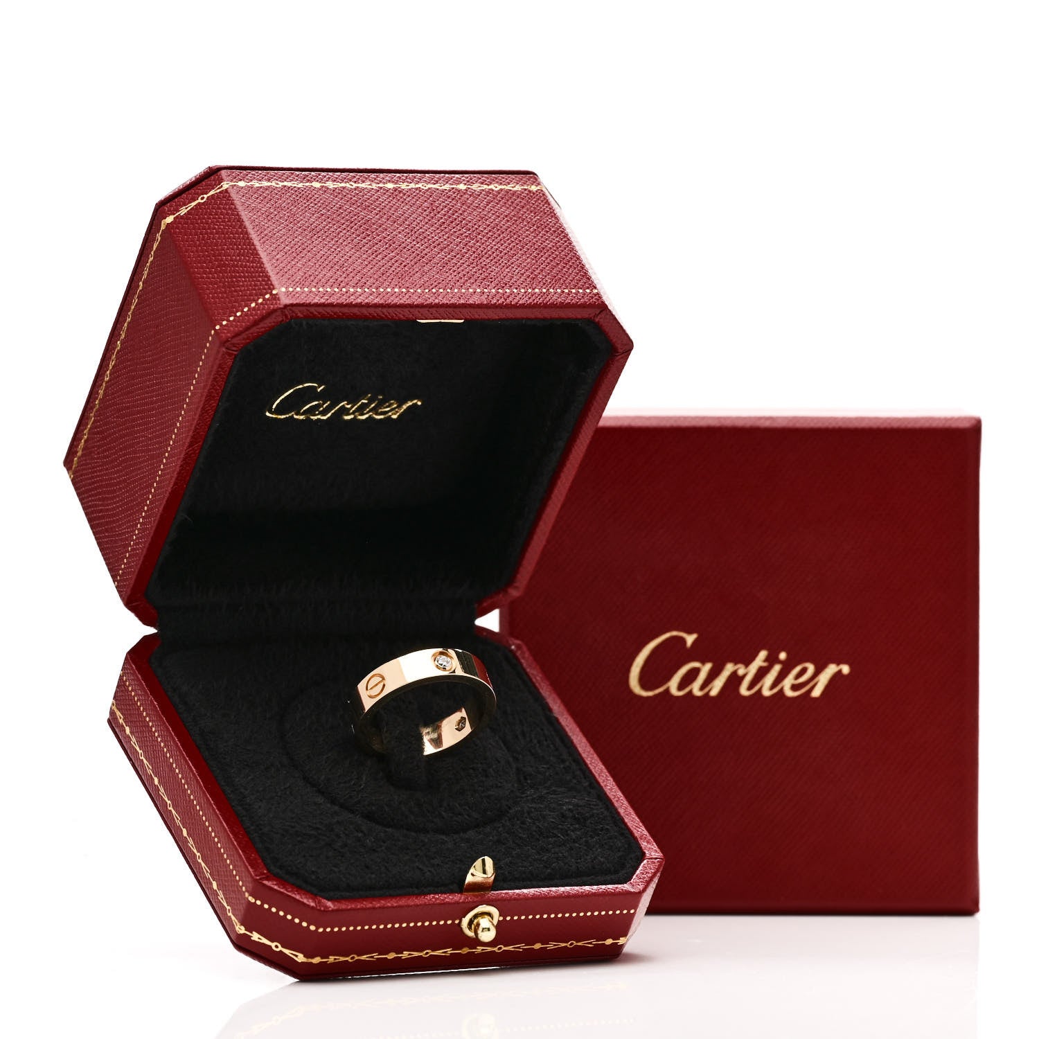 Cartier 18K Yellow Gold 3 Diamond 5.5mm LOVE Ring 62 10 5 of 5