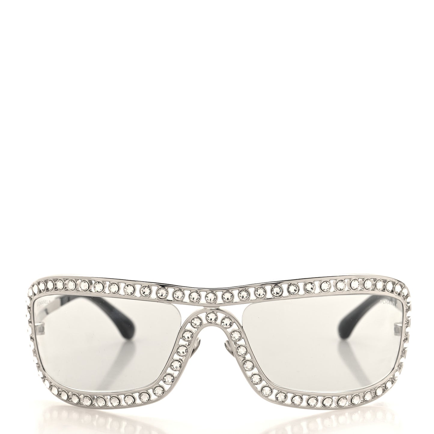 Metal Crystal Rectangular Sunglasses 71558 Silver
