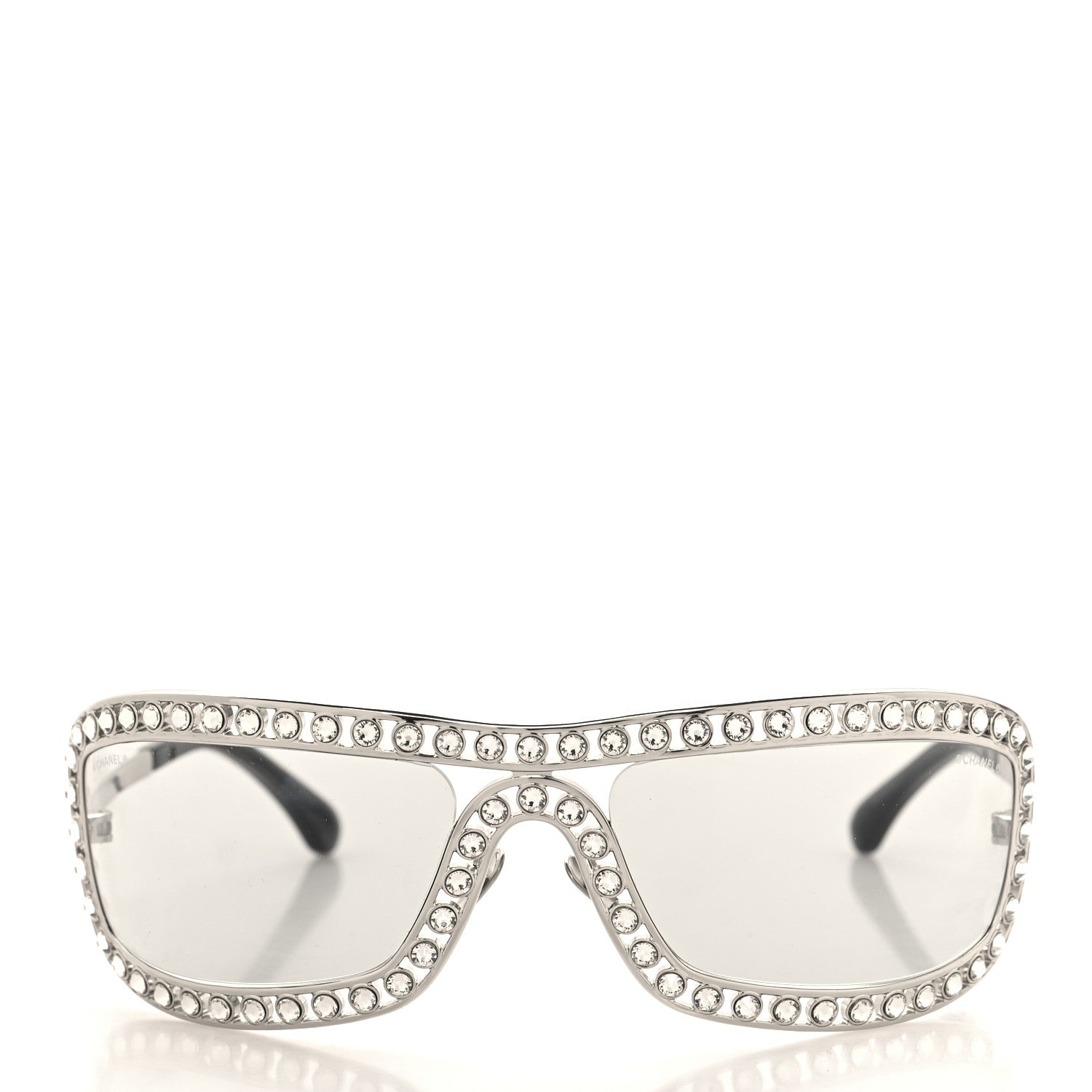 Chanel Metal Crystal Rectangular Sunglasses 71558 Silver 2 of 7