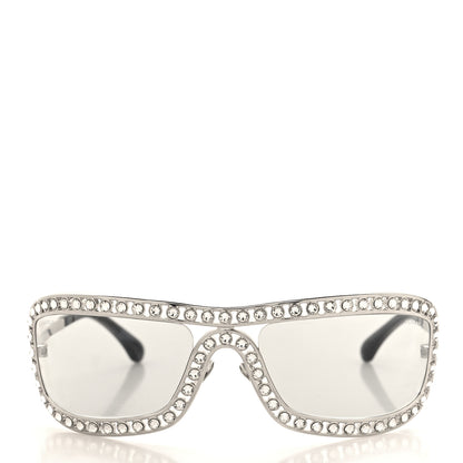 Chanel Metal Crystal Rectangular Sunglasses 71558 Silver 2 of 7