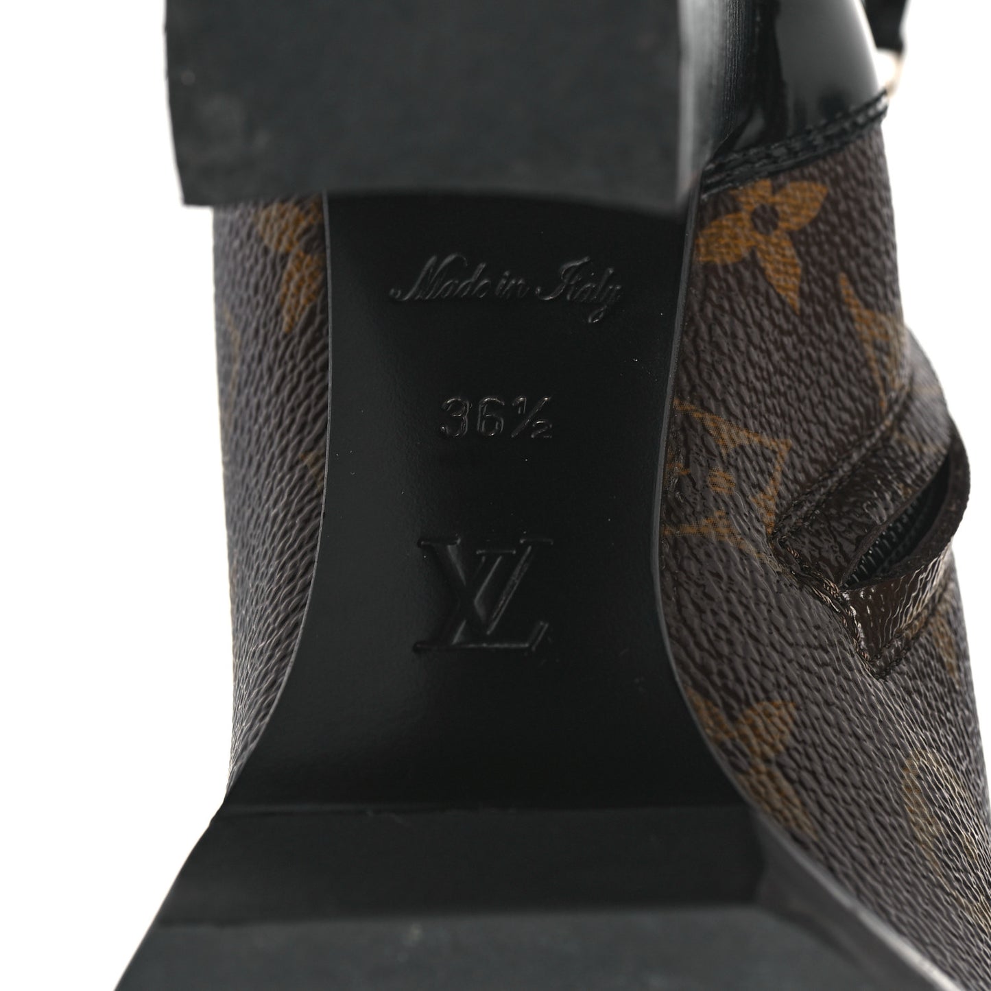 Patent Calfskin Monogram Star Trail Ankle Boots 36.5 Black
