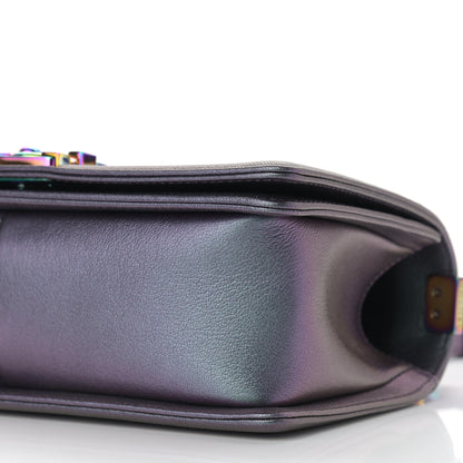 Chanel Iridescent Goatskin Quilted Medium Boy Flap Purple 10 of 12
