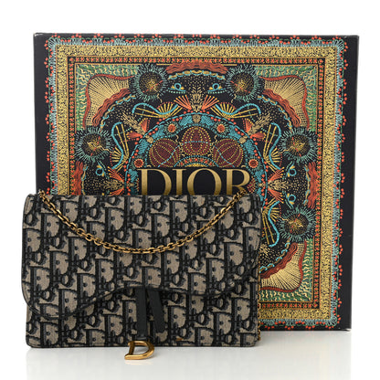 Christian Dior Oblique Saddle Chain Pouch Blue 17 of 17