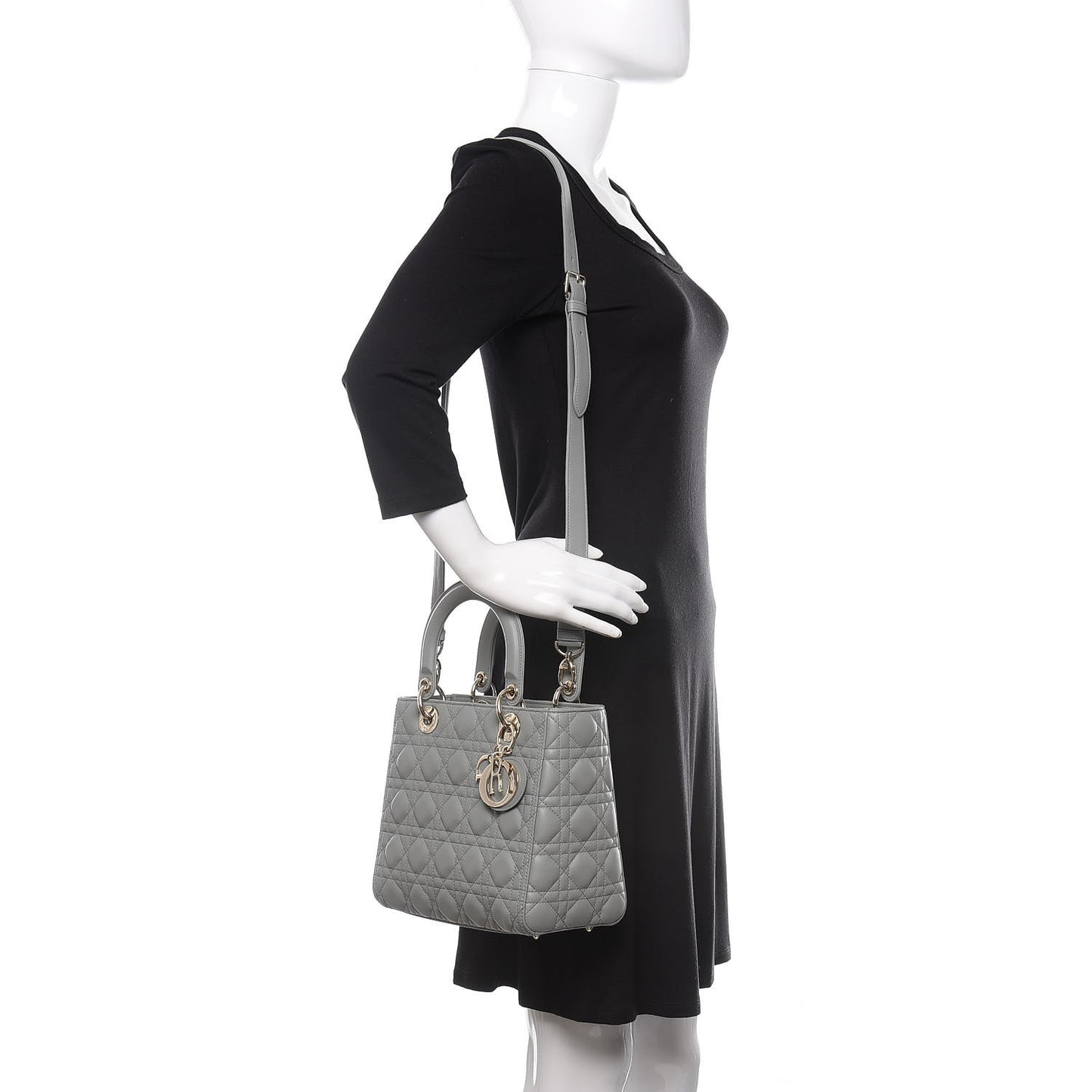 Lambskin Cannage Medium Lady Dior Grey