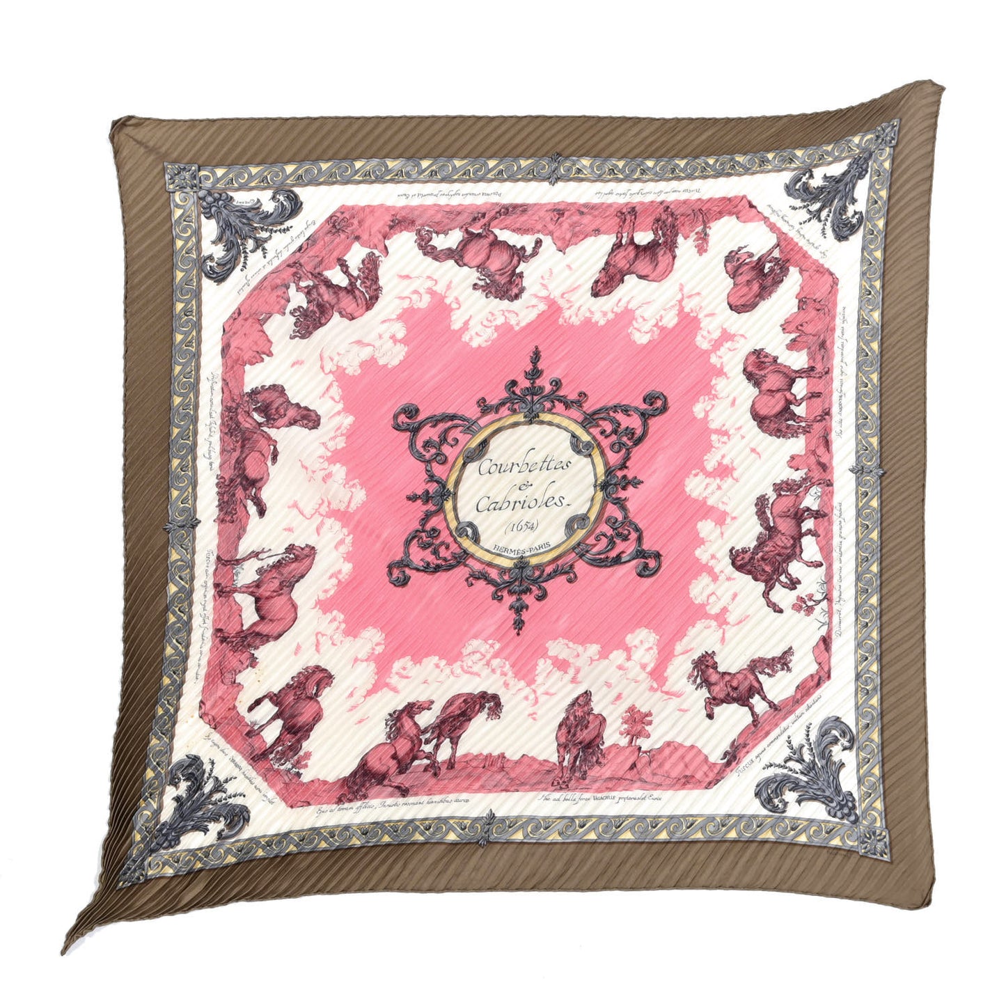 Silk Courbettes Et Cabrioles Plisse Scarf 90